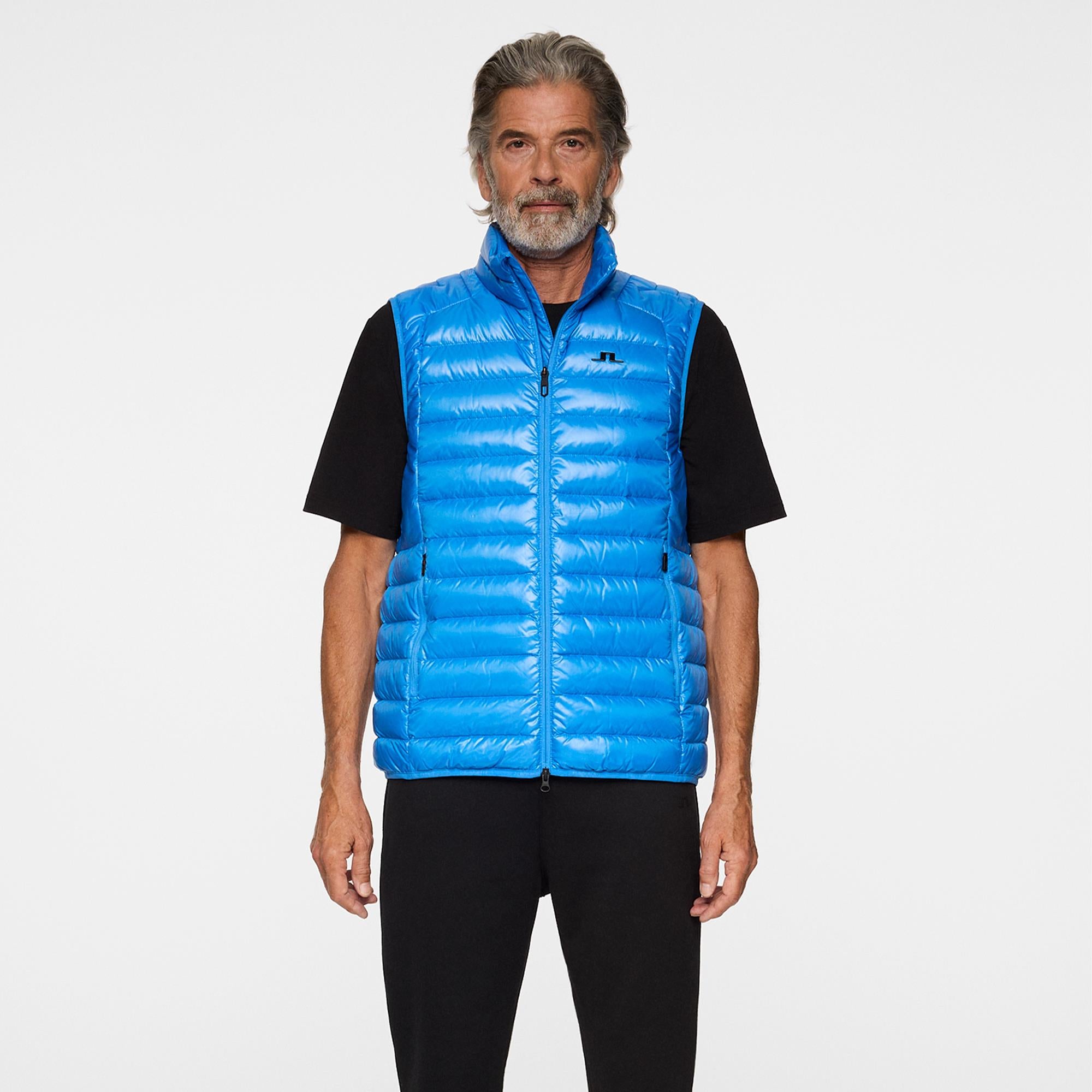 J Lindeberg Oden Light Down Mens Vest Sonic Blue